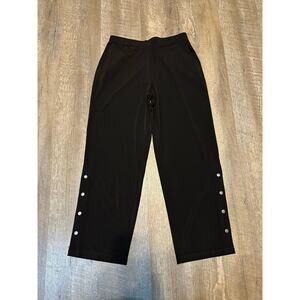 Susan Graver Black Dress Activewear Pull On Pants Button Snaps XSP Extra Small P